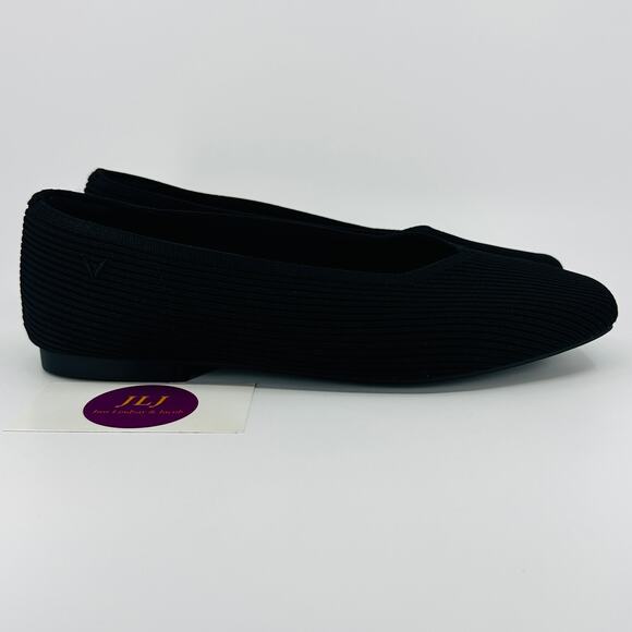 Vivaia Women's Margot 2.0 Square-Toe V-Cut Black Ballet Flats Size 39.5 Wide - Picture 1 of 11